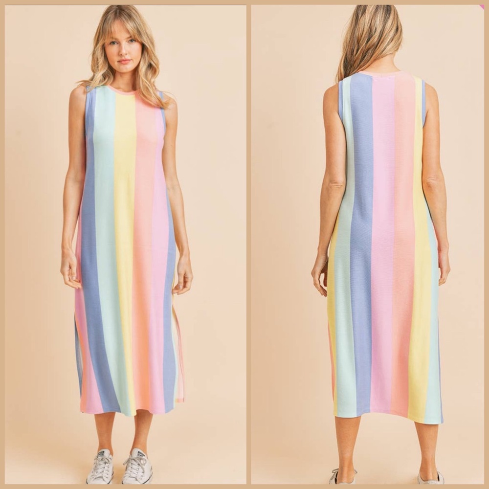 Curvy Rainbow Stripe Dress